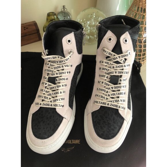 NIB ZADIG & VOLTAIRE High Flash High-top Sneakers SIZE 39 / US 8 - Picture 2 of 15